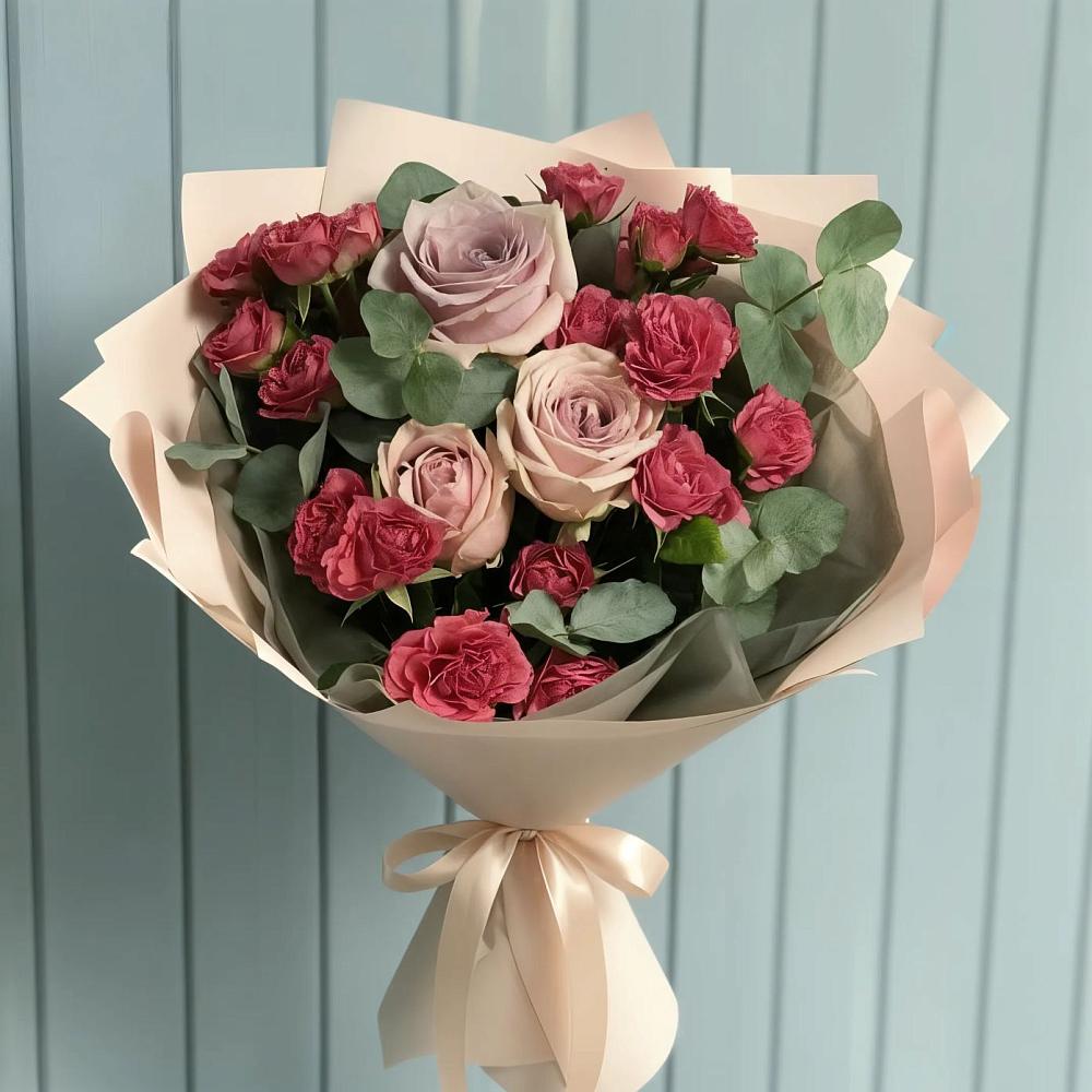 Букет цветов из: Гвоздики и Розы в Тереке