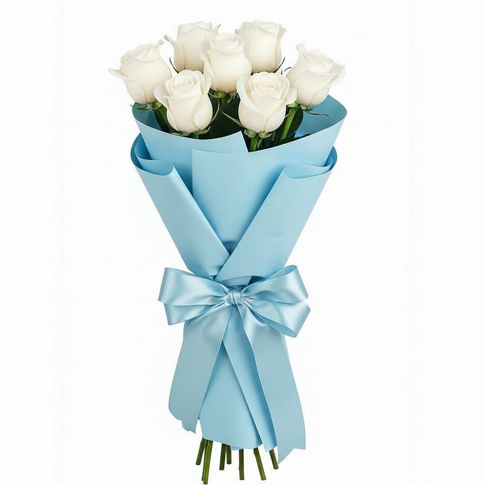 Букет 7 белых роз Проуд в Тереке