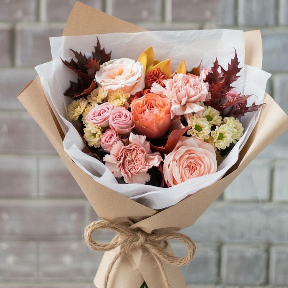 Букет цветов из: Гвоздики, Хризантемы и Розы в Тереке