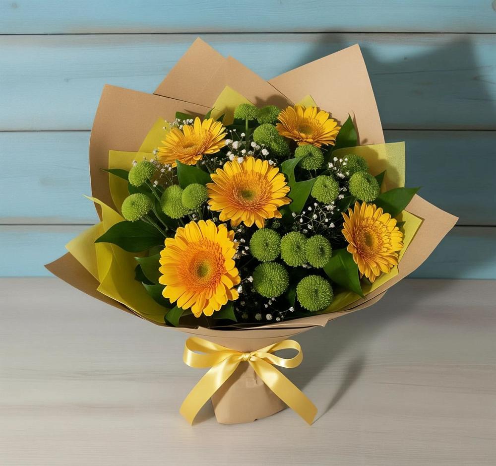 Букет цветов из: Герберы и Хризантемы в Тереке