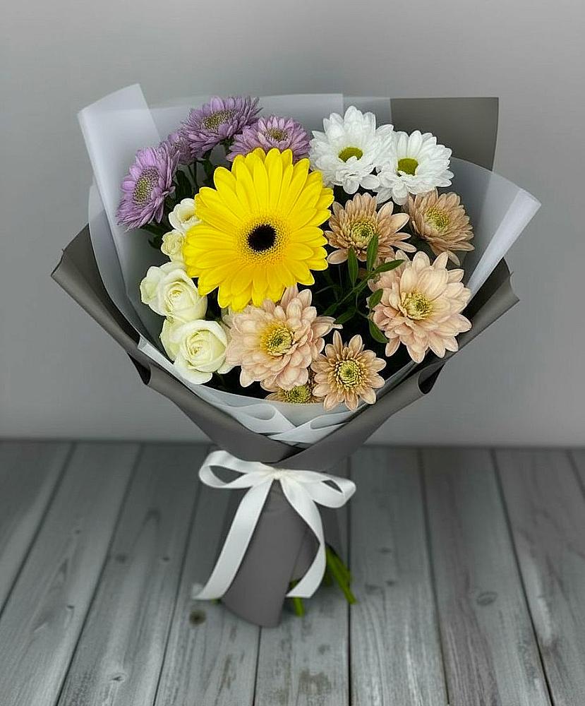 Букет цветов из: Розы, Герберы и Хризантемы в Тереке