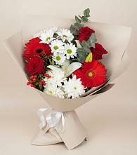 Букет цветов из:  Розы, Хризантемы, Герберы и Лилии #REPLACE_PRED# Тереке