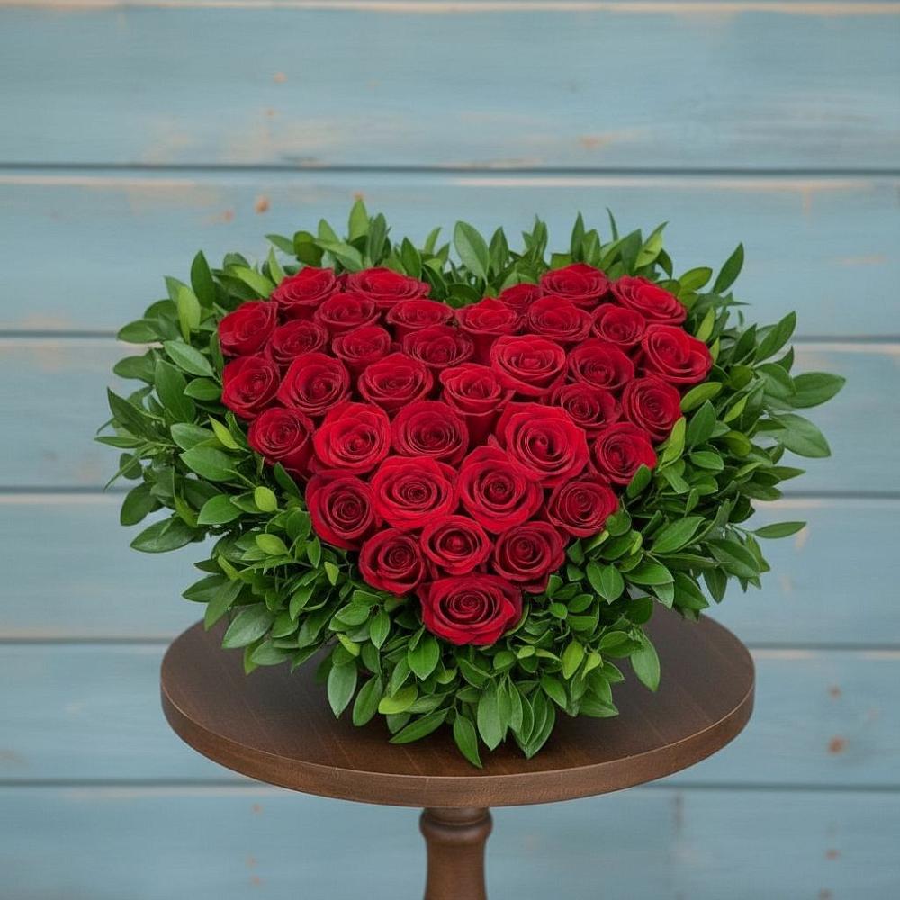 Цветочная композиция из Розы в виде сердца в Тереке