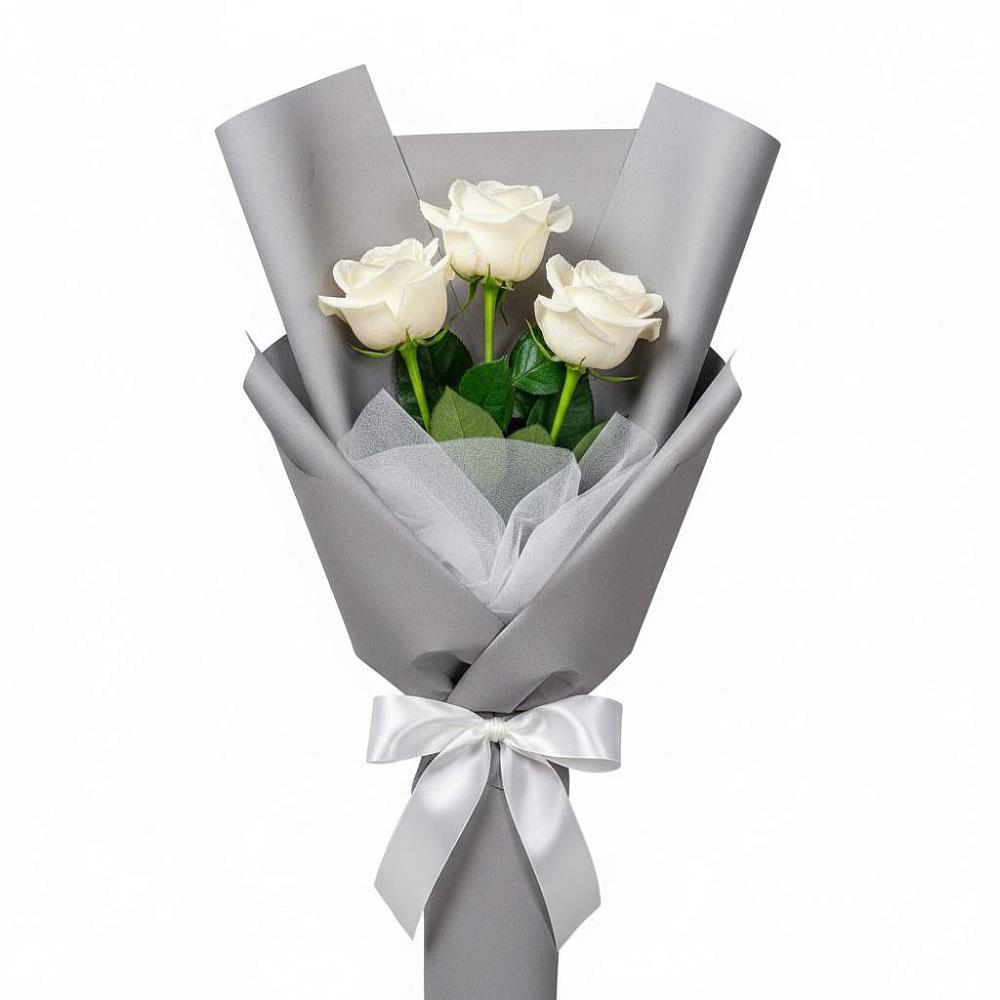 Букет 3 белые розы в Тереке