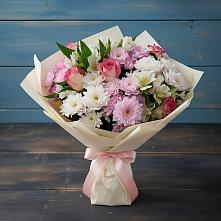 Букет цветов из:  Хризантемы, Альстромерии и Розы в Тереке