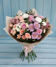 Букет цветов из:  Хризантемы, Розы и Альстромерии в Тереке