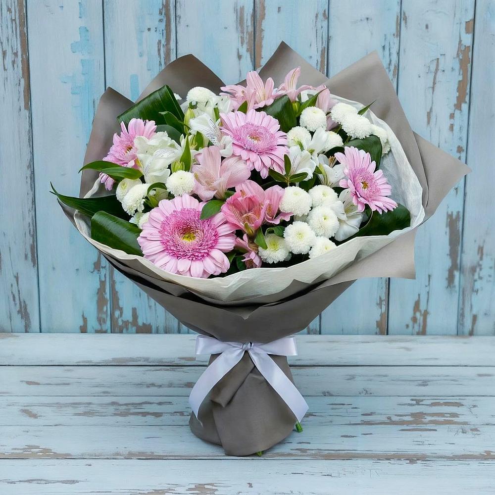 Букет цветов из: Герберы, Альстромерии и Хризантемы в Тереке
